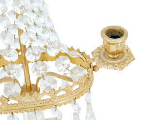 Pair of 20th Century Cut Glass and Marble Candelabra — thumbnail 2