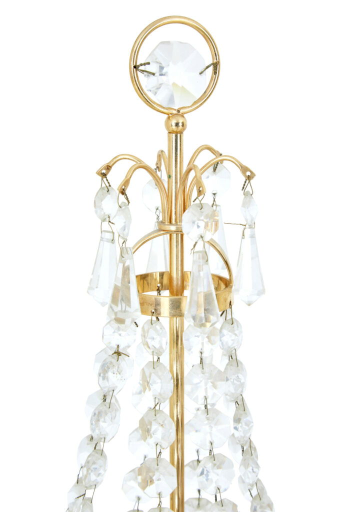 Pair of 20th Century Cut Glass and Marble Candelabra — image 3