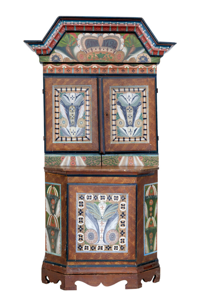 Swedish Late 18th Century Hand Painted Folk Art Cupboard