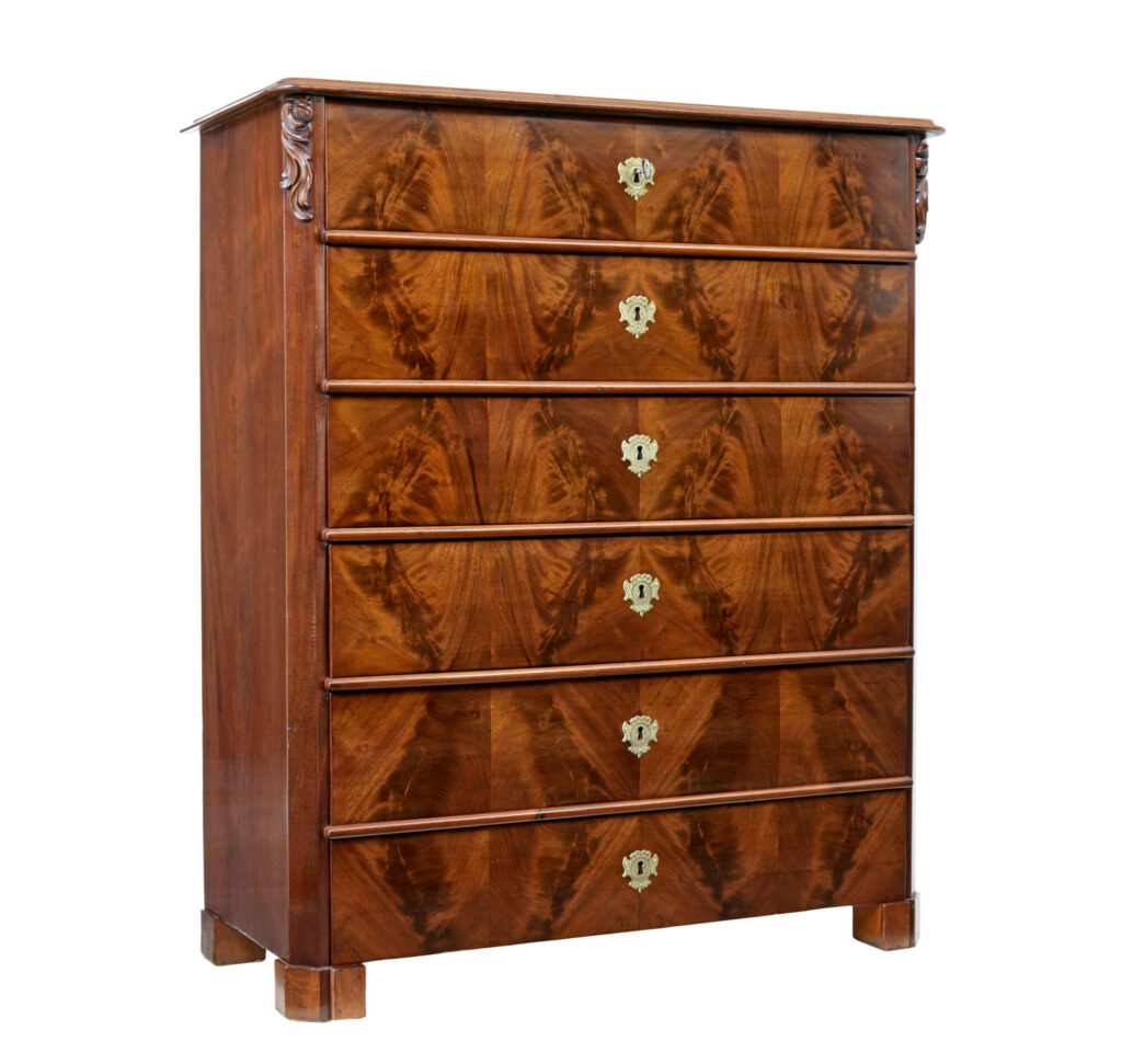 19th Century Tall Burr Walnut Chest of Drawers