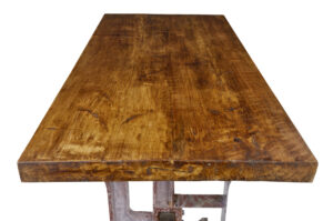 Unusual Industrial Iron and Teak Work Table — thumbnail 3