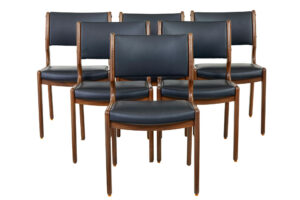 Danish Set of 6 Mid 20th Century Teak and Leather Dining Chairs — thumbnail 1