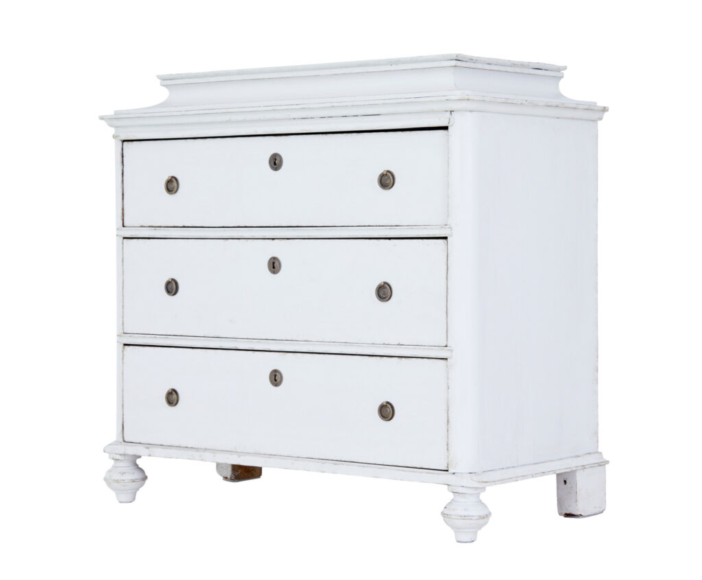 Swedish Painted 19th Century Caddy Top Chest of Drawers