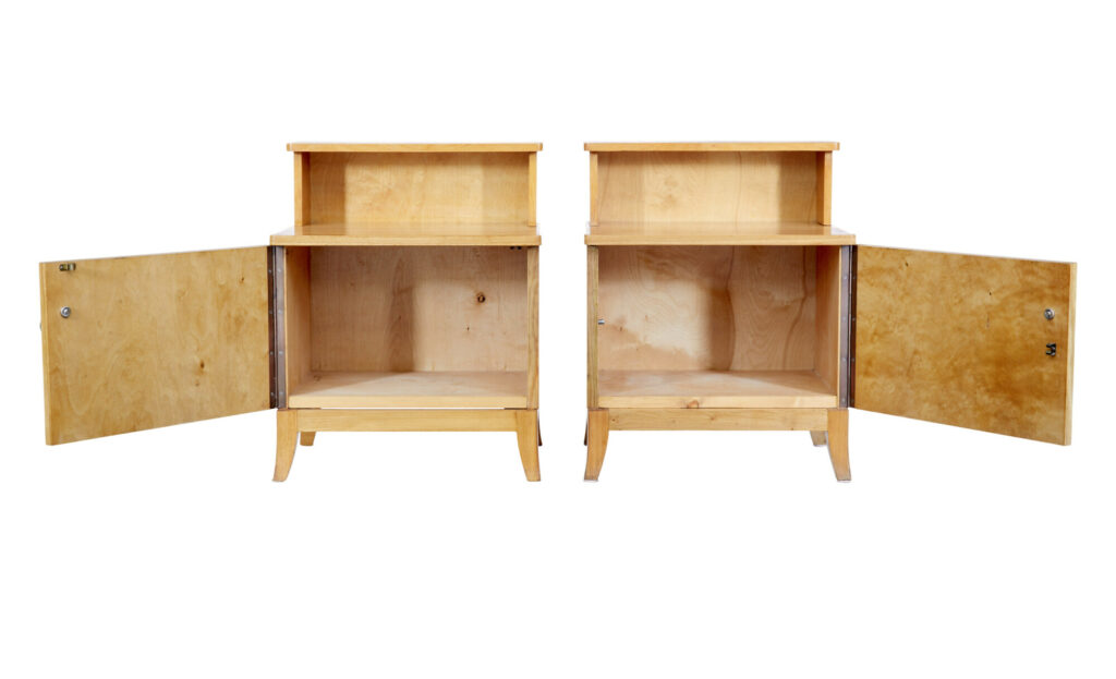 Pair of Mid 20th Century Swedish Elm Bedside Tables — image 7