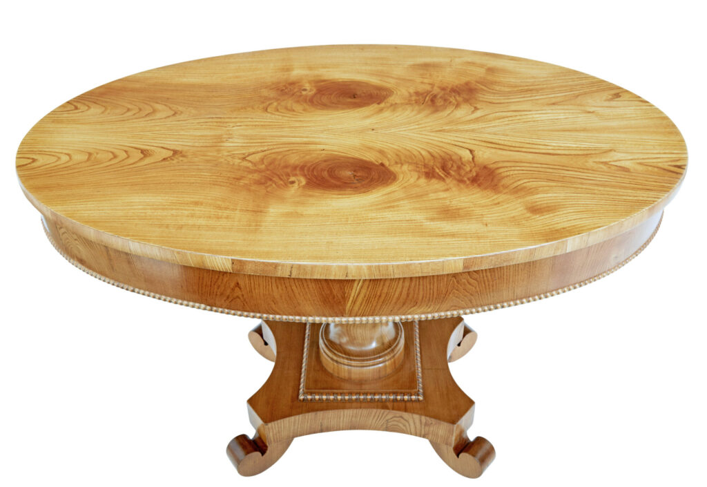 Mid 19th Century Scandinavian Burr Elm Center Table — image 5