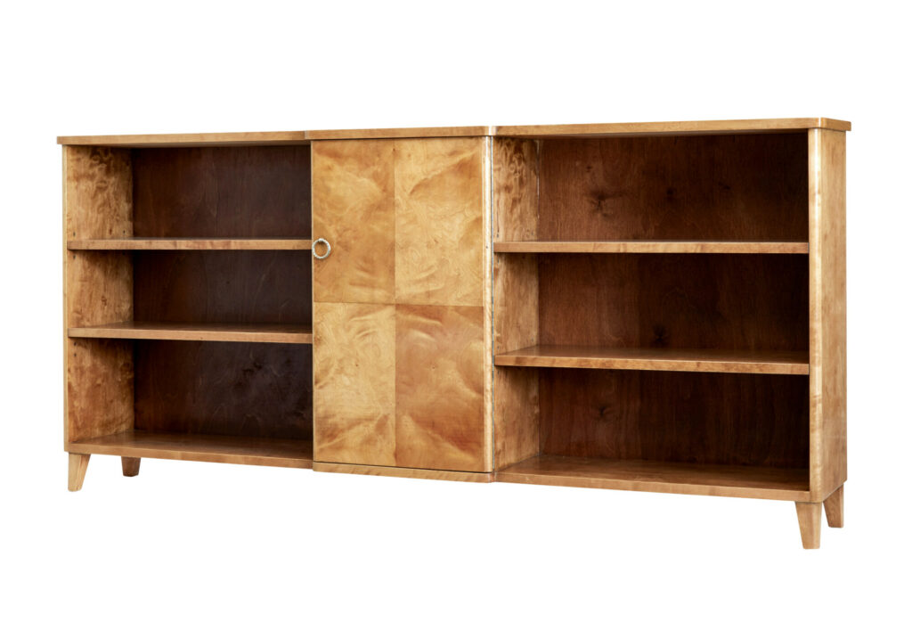 Scandinavian Mid Century Modern Birch Low Bookcase