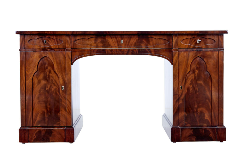 19th Century Flame Mahogany Pedestal Desk — image 10