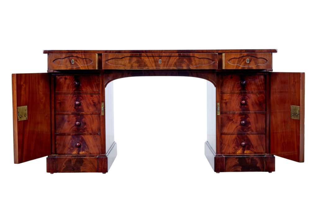 19th Century Flame Mahogany Pedestal Desk — image 9