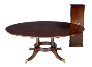 Late 20th Century Mahogany Jupe Dining Table with Leaf Cabinet — thumbnail 7