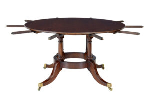 Late 20th Century Mahogany Jupe Dining Table with Leaf Cabinet — thumbnail 2