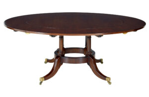 Late 20th Century Mahogany Jupe Dining Table with Leaf Cabinet — thumbnail 1
