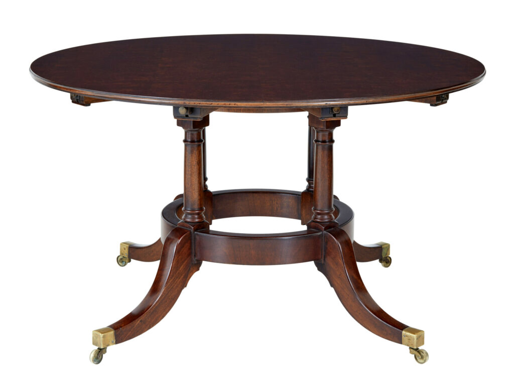 Late 20th Century Mahogany Jupe Dining Table with Leaf Cabinet — image 3