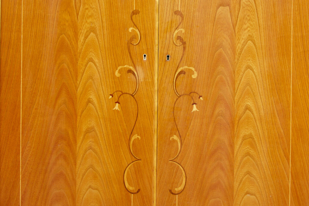 Mid Century Scandinavian Elm Inlaid Sideboard — image 6