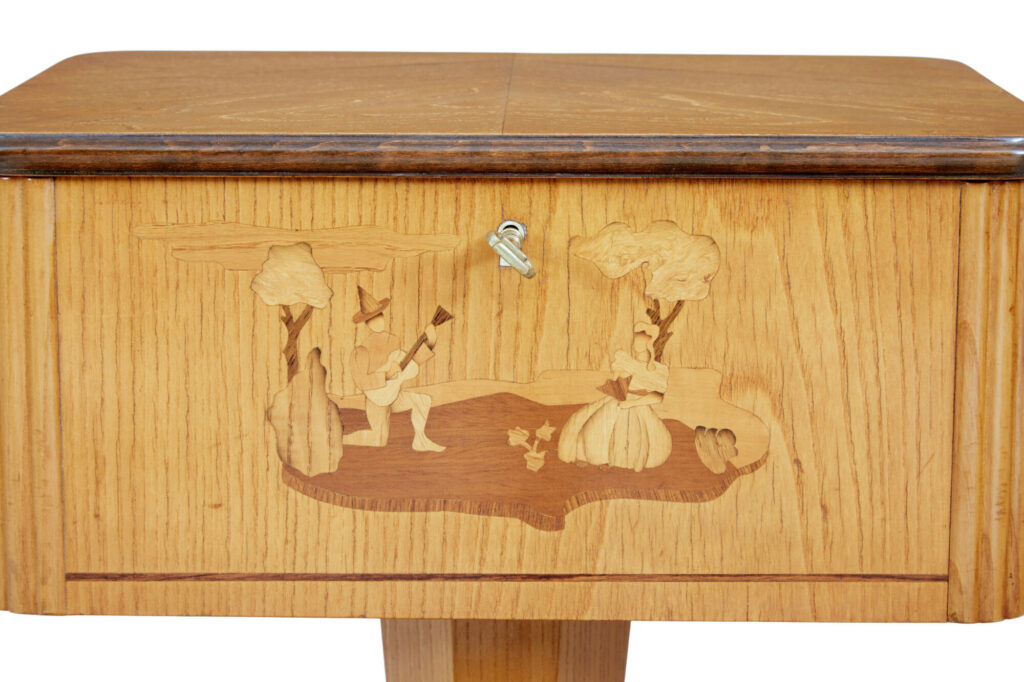 Swedish Art Deco Elm Inlaid Small Work Table — image 4