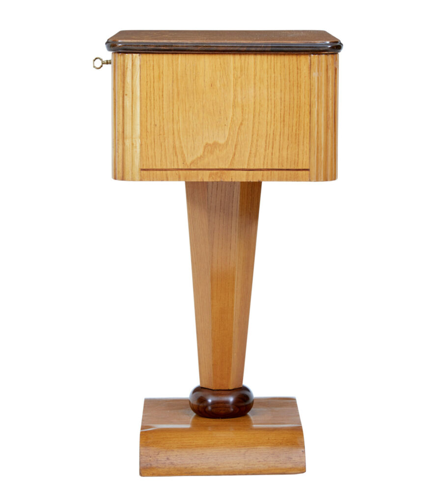 Swedish Art Deco Elm Inlaid Small Work Table — image 7