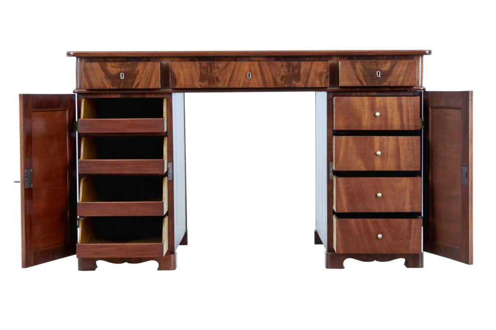 19th Century Empire Revival Mahogany Pedestal Desk — image 9