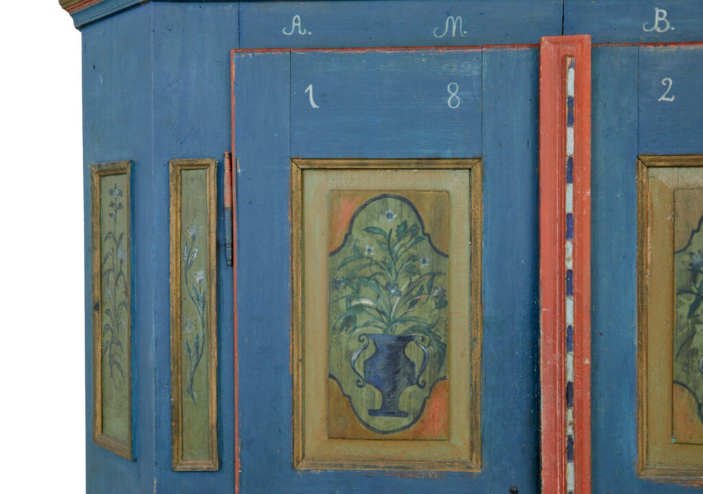 Traditional Swedish Hand Painted 19th Century Painted Wardrobe — image 4
