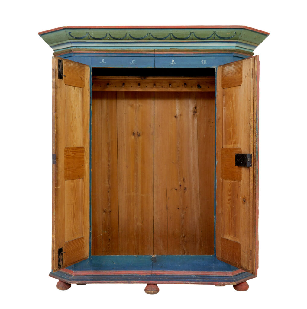 Traditional Swedish Hand Painted 19th Century Painted Wardrobe — image 8