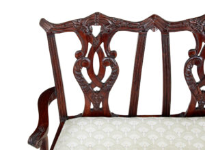 Hand Carved Chippendale Influenced Miniature 2 Seat Chair — thumbnail 2
