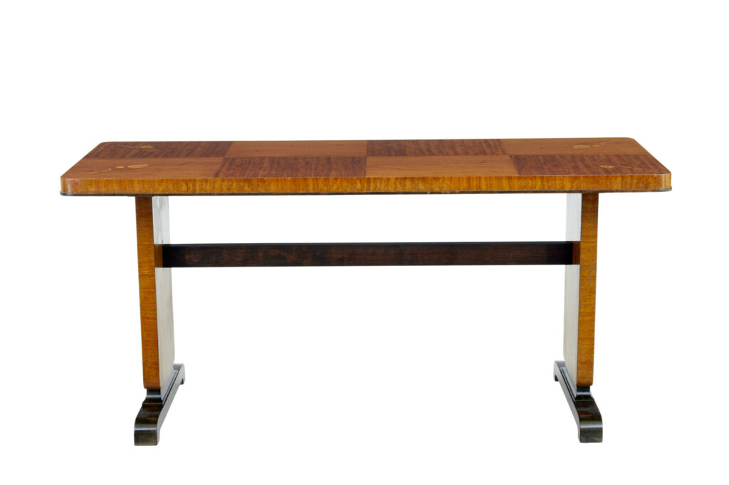 Mid 20th Century Inlaid Birch Coffee Table — image 7