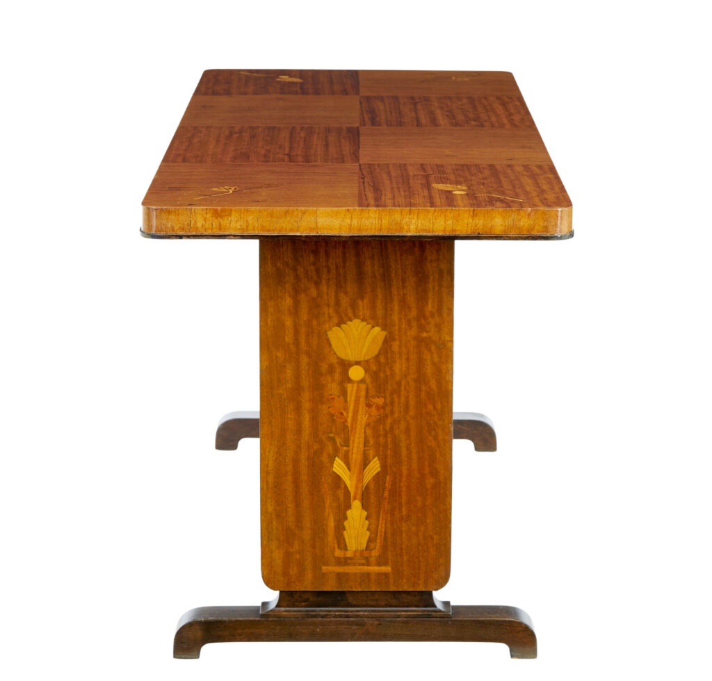 Mid 20th Century Inlaid Birch Coffee Table — image 6