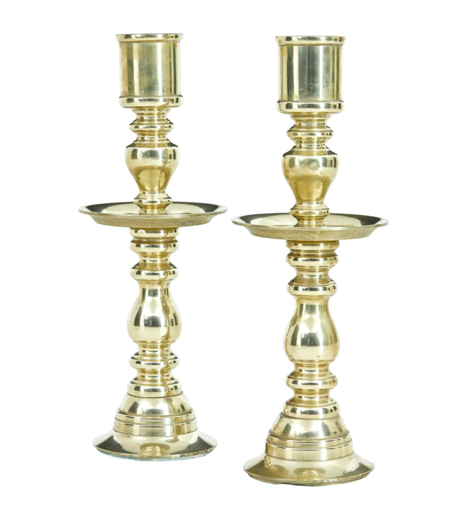 PAIR OF LARGE BRASS CANDLESTICKS