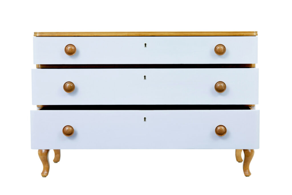 Mid Century Scandinavian Painted Birch Chest of Drawers — image 5