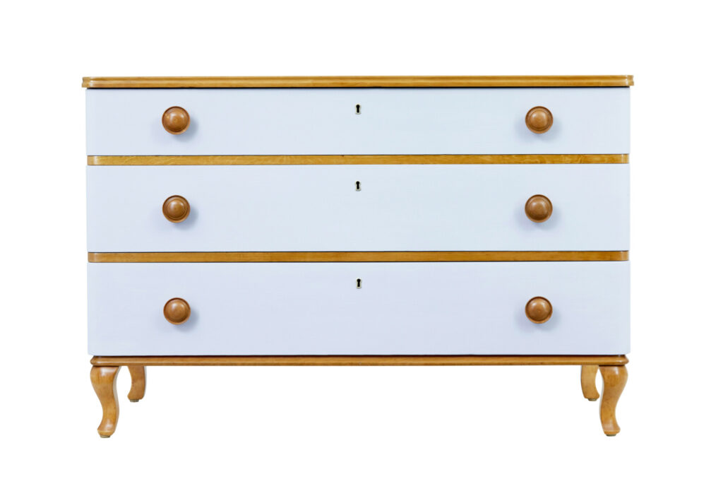 Mid Century Scandinavian Painted Birch Chest of Drawers — image 6