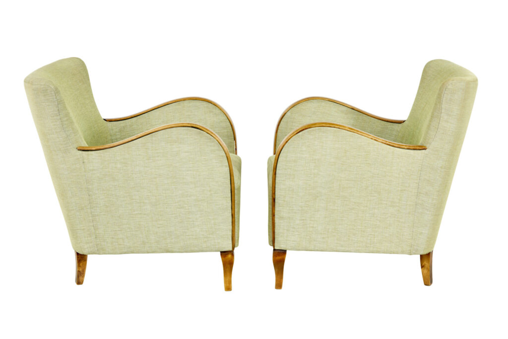 Pair of Scandinavian Art Deco Birch Armchairs — image 5