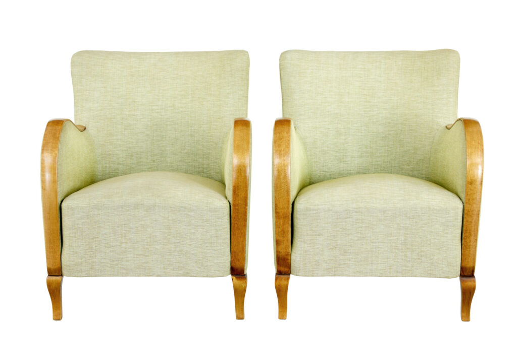 PAIR OF SCANDINAVIAN ART DECO BIRCH ARMCHAIRS