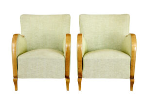 Pair of Scandinavian Art Deco Birch Armchairs — thumbnail 1