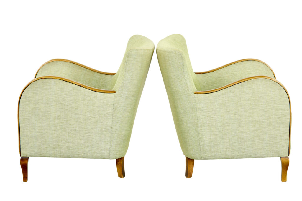 Pair of Scandinavian Art Deco Birch Armchairs — image 7