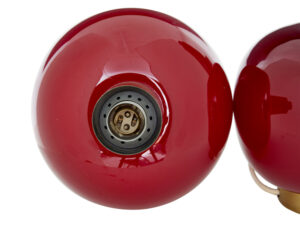 Near Pair of 1970’s Glass and Brass Cherry Table Lamps — thumbnail 2