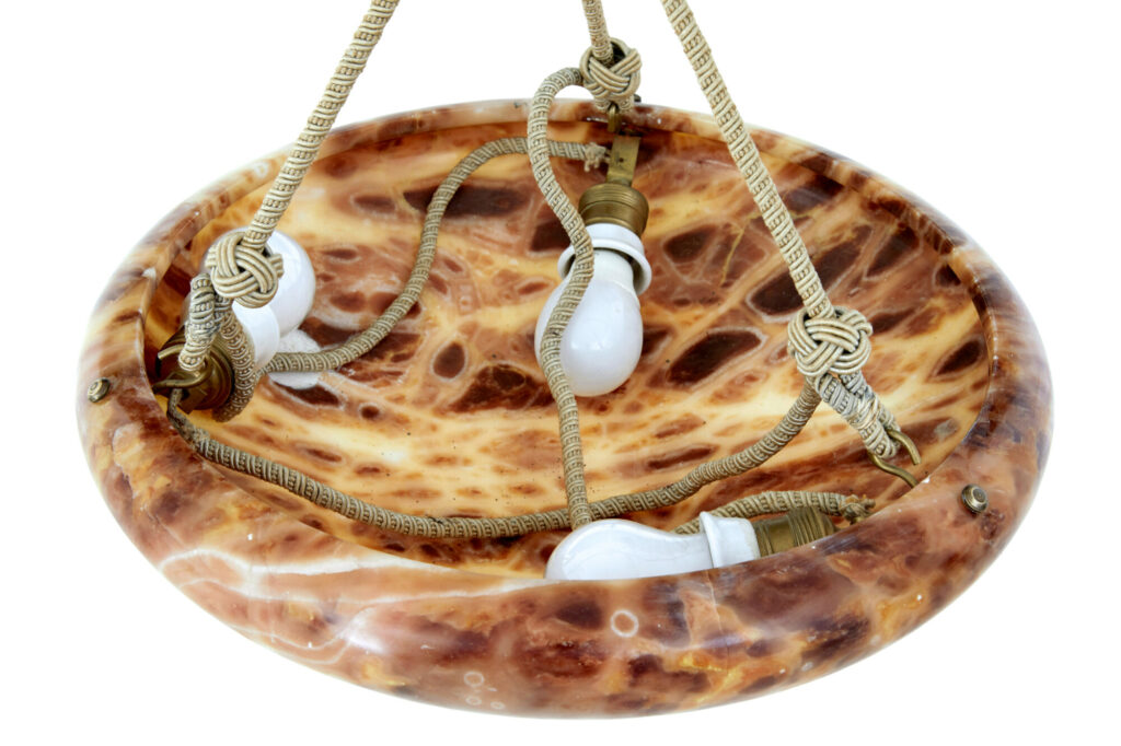 Swedish Art Deco Alabaster Hanging Pendant Light — image 5