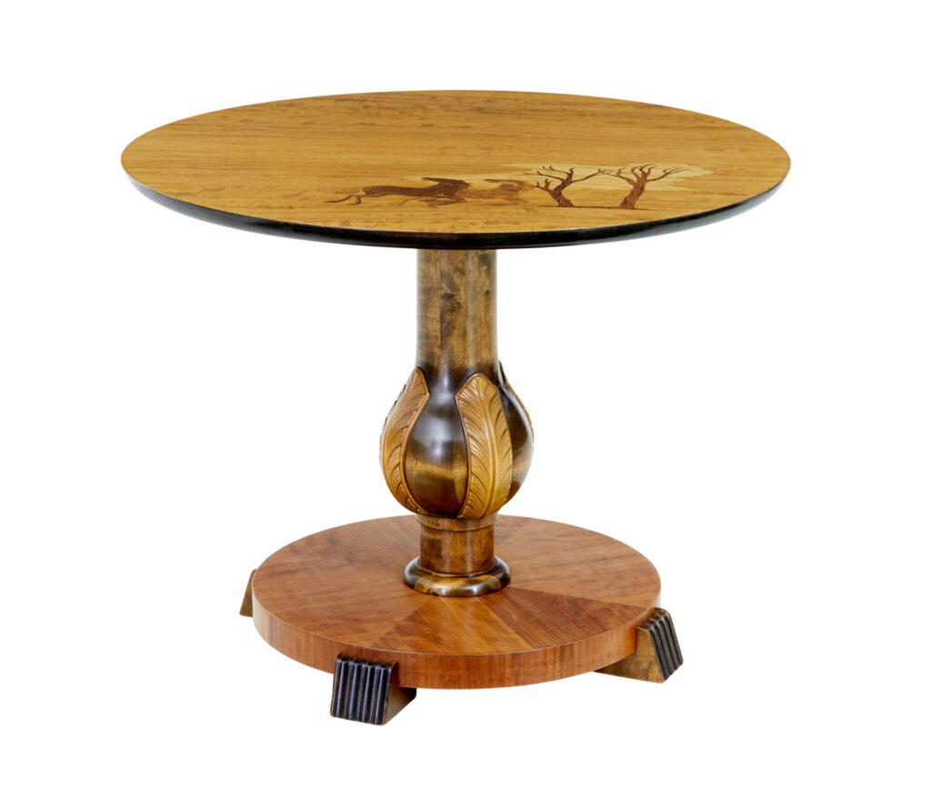 Mid 20th Century Scandinavian Birch Inlaid Occasional Table