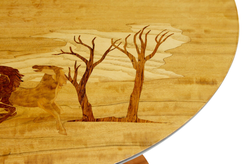 Mid 20th Century Scandinavian Birch Inlaid Occasional Table — image 5