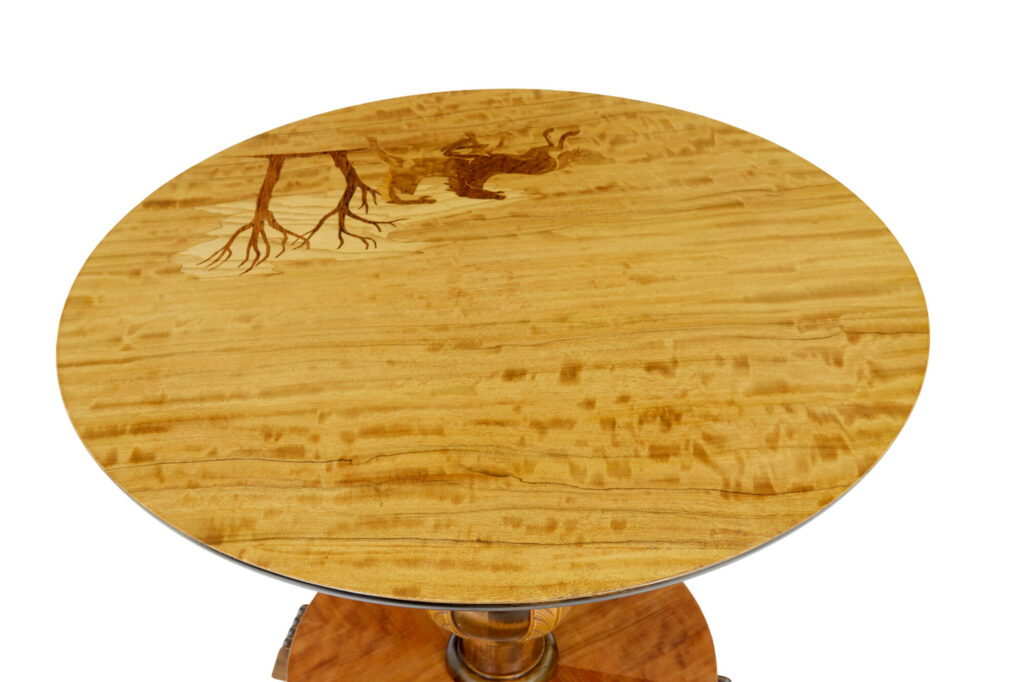 Mid 20th Century Scandinavian Birch Inlaid Occasional Table — image 4