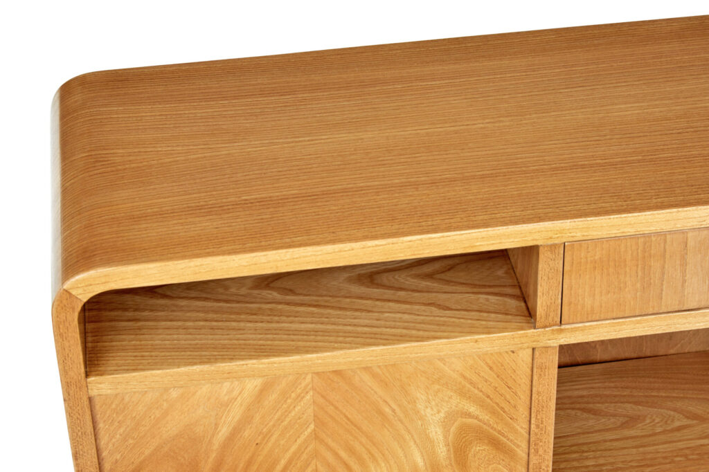 Scandinavian Mid 20th Century Elm Low Open Bookcase — image 2