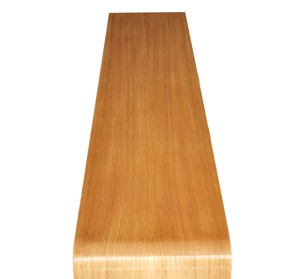 Scandinavian Mid 20th Century Elm Low Open Bookcase — image 3
