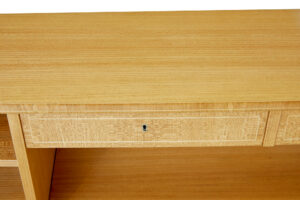 Swedish Mid 20th Century Elm Tambour Front Low Open Bookcase — thumbnail 2