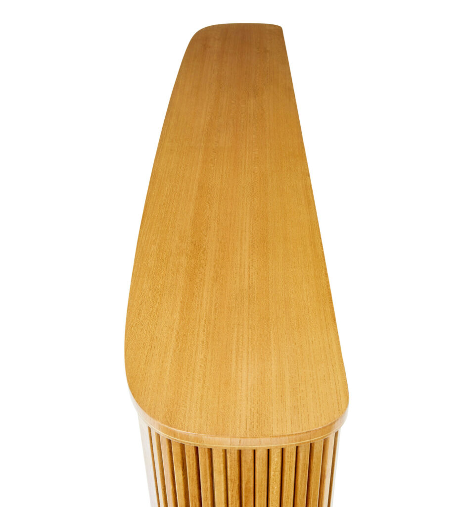 Swedish Mid 20th Century Elm Tambour Front Low Open Bookcase — image 3