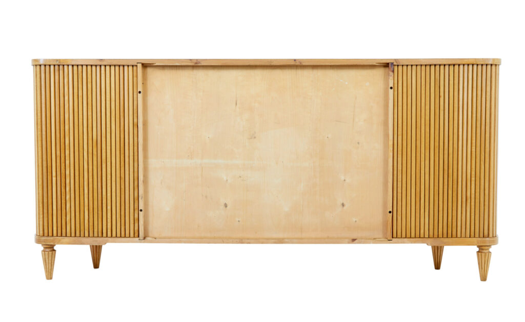 Swedish Mid 20th Century Elm Tambour Front Low Open Bookcase — image 5