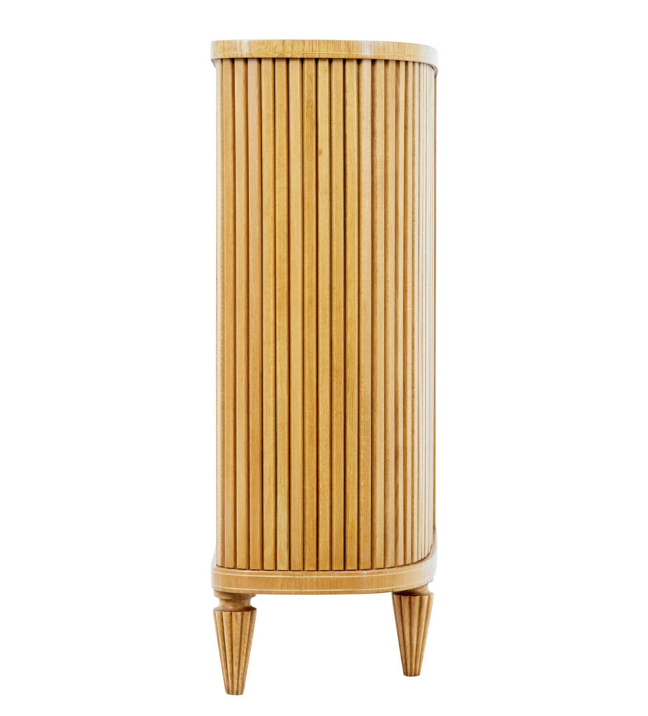 Swedish Mid 20th Century Elm Tambour Front Low Open Bookcase — image 8
