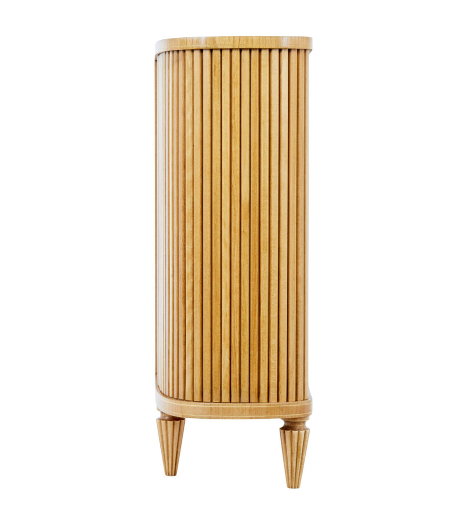 Swedish Mid 20th Century Elm Tambour Front Low Open Bookcase — image 7