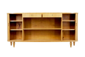 Swedish Mid 20th Century Elm Tambour Front Low Open Bookcase — thumbnail 9