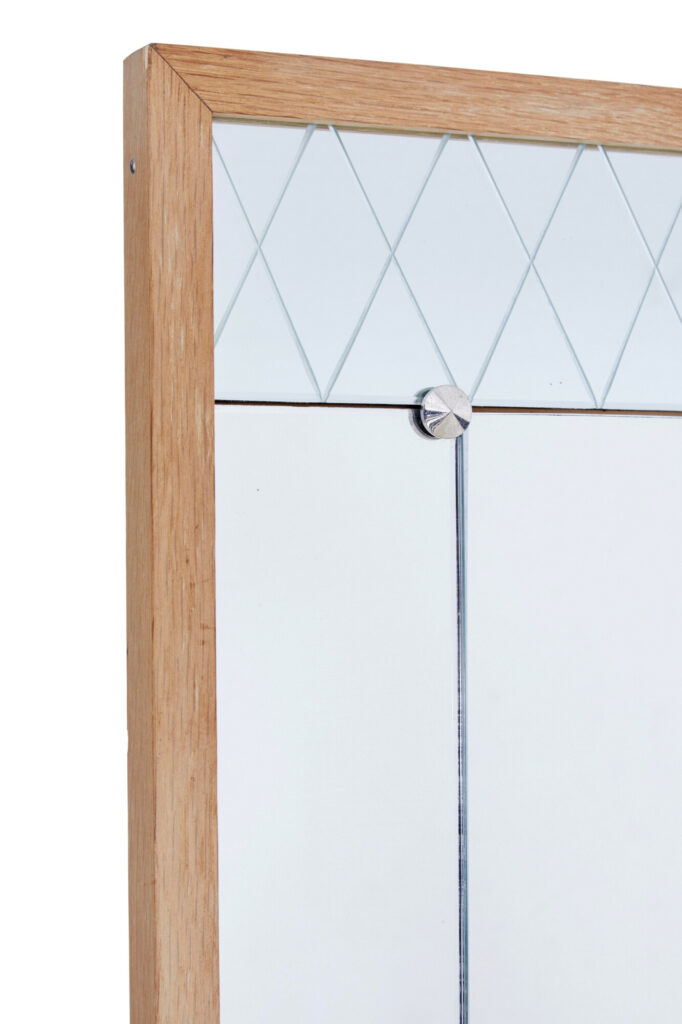 Mid 20th Century Oak Framed Etched Wall Mirror — image 4