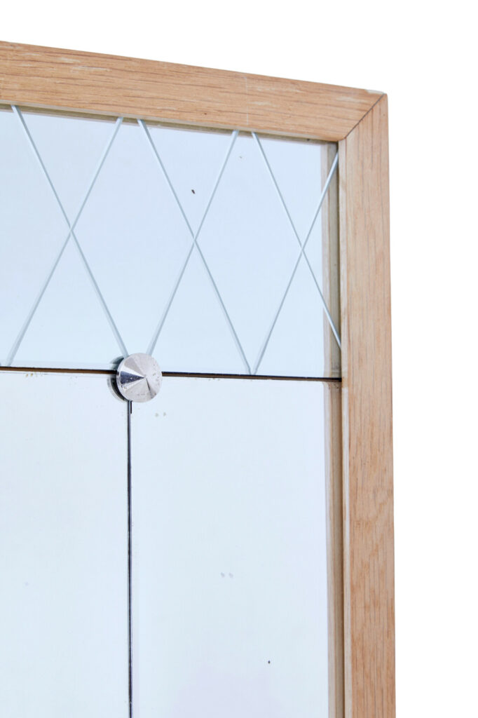 Mid 20th Century Oak Framed Etched Wall Mirror — image 3