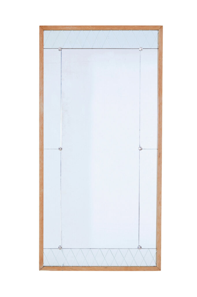 Mid 20th Century Oak Framed Etched Wall Mirror