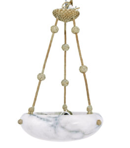 Art Deco Grey and White Alabaster Pendant Light — thumbnail 1