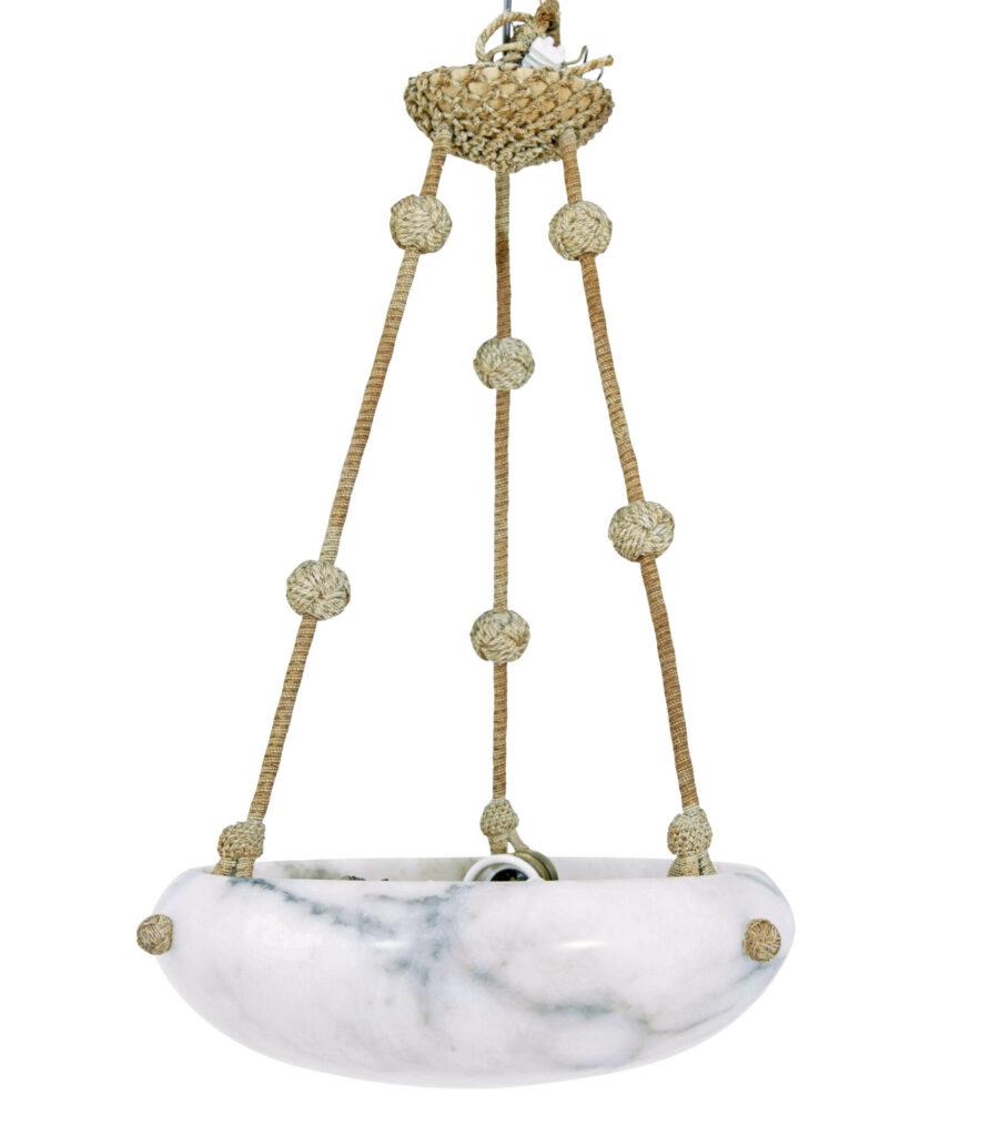 Art Deco Grey and White Alabaster Pendant Light